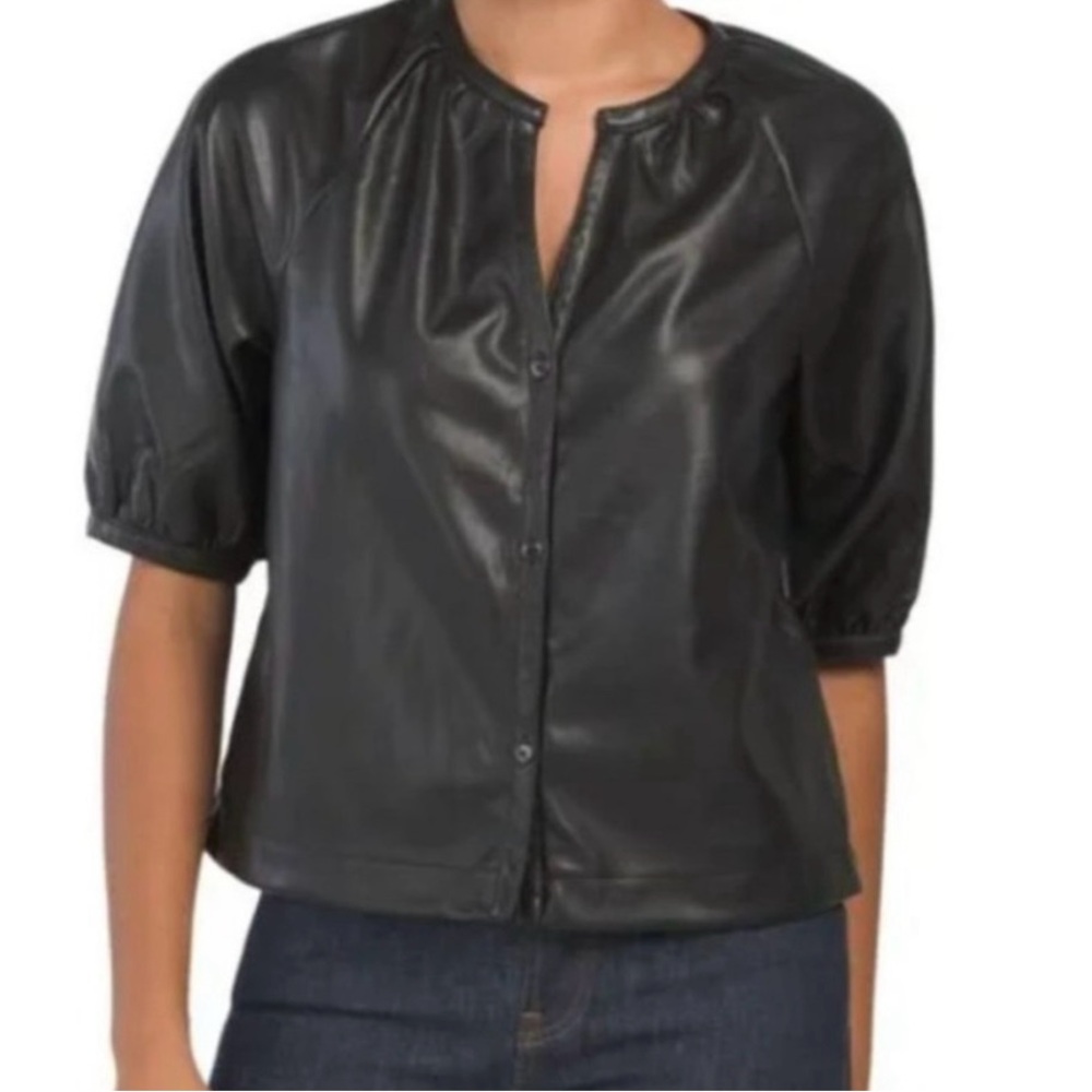 Avec Les Filles Vegan Faux Leather Top